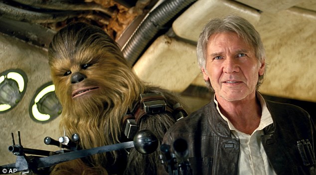 Harrison Ford trong vai Han Solo với Chewbacca thu về hơn 34,2 triệu USD từ vai diễn của ông trong bộ phim bom tấn Stars War, theo tiết lộ từ tờ Mail.