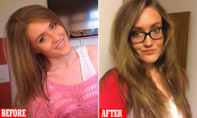 Kayleigh Conway, ở Bedfordshire, Anh Quốc, với mái tóc trước và sau khi bỏ dầu gội và thuốc xả. Ảnh: DM
