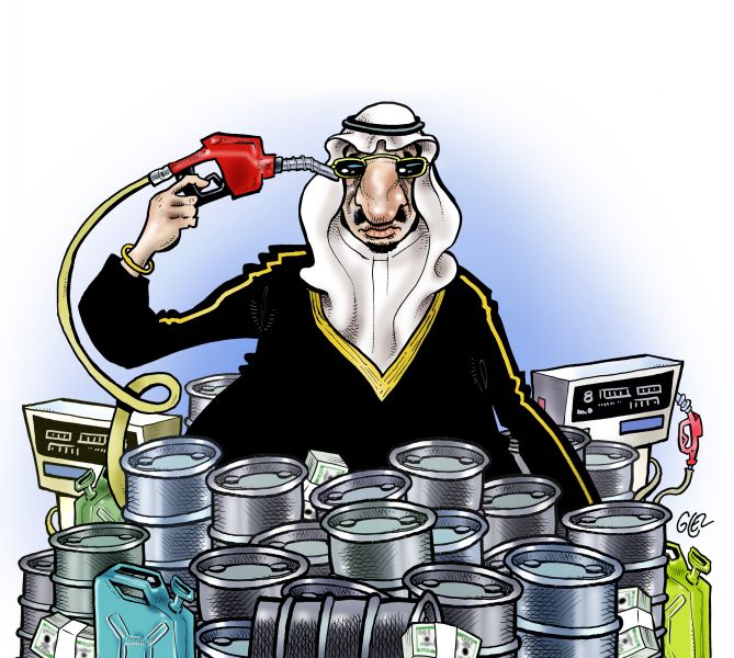 Giá dầu thấp đe dọa kinh tế của các cường quốc dầu như Árập Saudi và Nga... Hình: TL