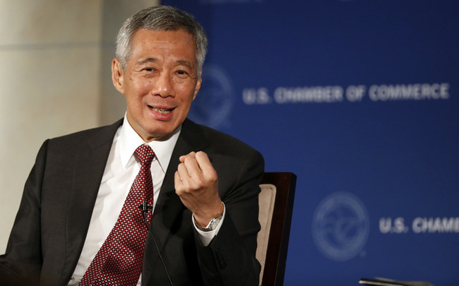 Singapore Prime Minister Lee Hsien Loong speaks at the U.S. Chamber of Commerce during a reception and discussion, Monday, Aug. 1, 2016 in Washington. Prime Minister Lee discussed the Trans Pacific Partnership, TPP, and other topics. (AP Photo/Alex Brandon)